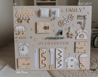 Personalized Wooden Busy Board: Montessori Sensory Activity Toy for Toddlers (1 Year +)