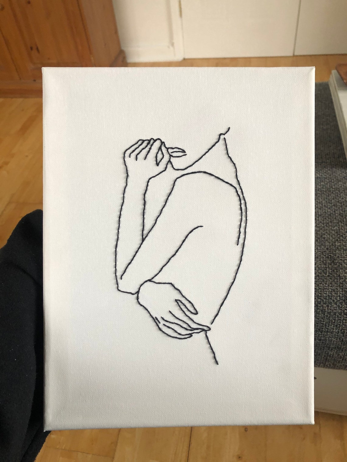 CUSTOM Embroidered line art canvases Etsy