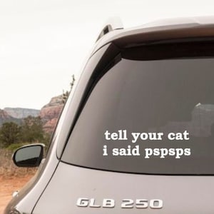 Tell Your Cat I Said Pspsps Sticker Funny Cat Sticker Car Vinyl Decal Sticker Gift for Cat Mom Gift for Cat Owner Funny Car Bumper Sticker