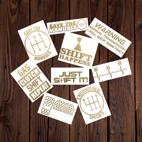 Manual Car Sticker Pack: Vinyl Decals for Car, Laptop, Water Bottle