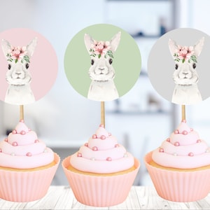 Easter Cupcake Toppers, Easter Bunny Cupcake Toppers, Bunny Cupcake Toppers, Cupcake Decorations, Easter Printable, Easter Party Supplies