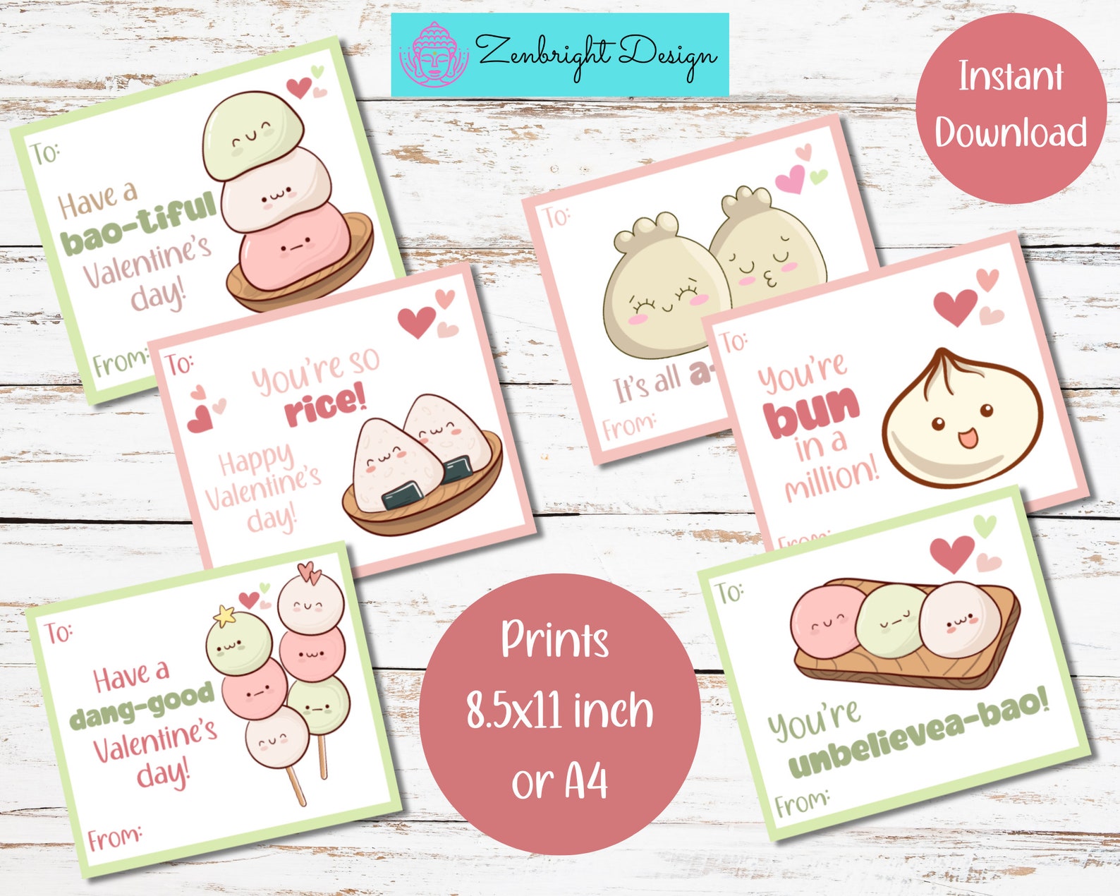 Kawaii Food Valentines Cards for Kids, School Valentine's Day (PDF) - Etsy