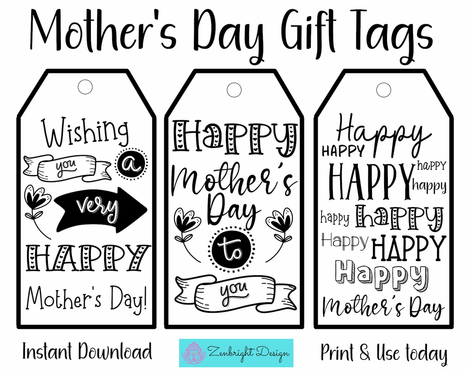 Mother's Day Gift Tags, Printable Mother's Day Tags, Digital Download ...