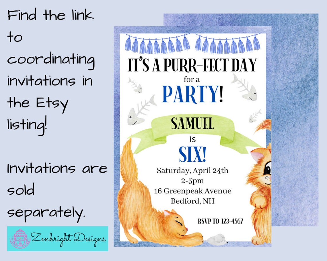 Adopt a Kitten Sign, Certificate of Adoption, Instant Download, Blue ...