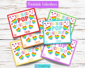 Kids Valentines, Printable Valentines, Pop It Valentine's Day Cards, Pop It Valentines, School Valentines, Valentines for kids, Fidget Cards