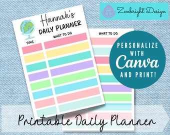 Homeschool Planner, Kids Daily Planner Printable, Daily Student Planner, Back to School, Kids Daily Schedule, School Supplies, Home School