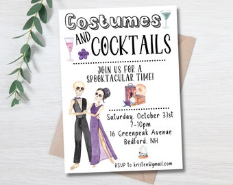 Costumes and Cocktails Halloween Party Invitation (Digital, Editable, Printable)