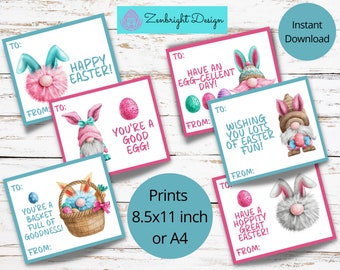 Kids Easter Cards, Printable Easter Cards, Gnome Easter Cards, Easter Greetings, School Easter Cards, Classroom Easter Cards, Easter Cards