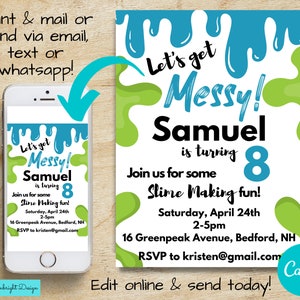 Slime Party Invitation, Editable Slime Making Birthday Party Invitation, Slime Making Party, Evite, Printable, Instant Digital Download