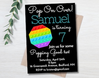 Pop It Birthday Party Invitation, Editable Pop It Invitation, Fidget Toy Party, Pop It Party, Editable, Printable, Instant Digital Download