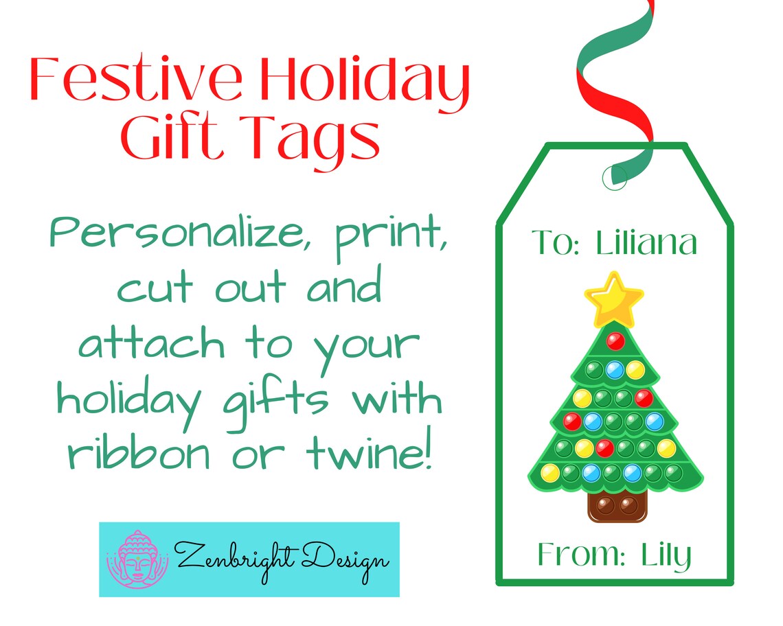 Editable Christmas Gift Tags, Pop It Christmas Gift Tags, Fidget Toy ...