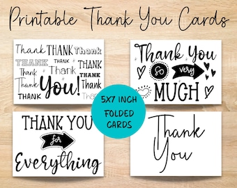 Printable Thank You Card Set, Minimalist Design (Digital Download)