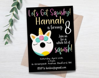 Squishy Invitation, Squishy Birthday Party, Squishies Birthday, Kids Squishy Invite, Kawaii Party, Squishies Party, Editable Invitation
