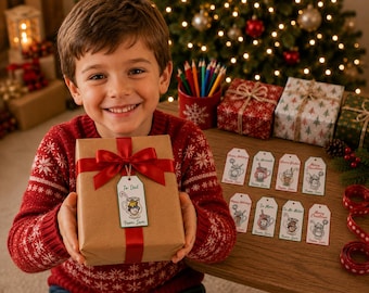 Coloring Christmas Gift Tags, Christmas Gift Tags to Color, Printable Christmas Gift tags, Christmas gift labels for kids