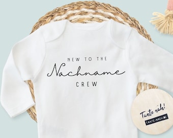 Baby Body "New to the Crew" personalisiert mit Namen |  individuelle Anpassung | Personalisiertes Geschenk zur Geburt
