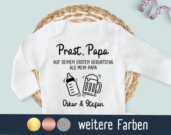 Personalisierter Baby Body Happy Birthday Papa - Prost Papa Geburtstag - Geschenk zum Geburtstag von Papa! | Baby Body bedrucken