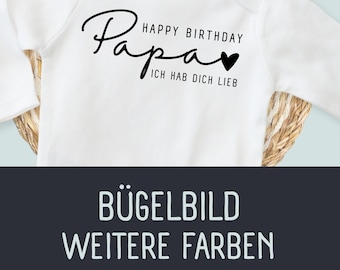 Schriftzug | Bügelbild für Textilien | personalisiert | Bügelbild Papa | Bügelbild Geburtstag | Bügelbild Happy Birthday