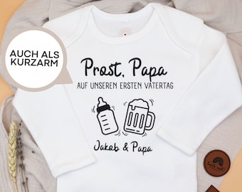 Personalisierter Baby Body zum Vatertag - "Prost Papa" - personalisiert mit Namen