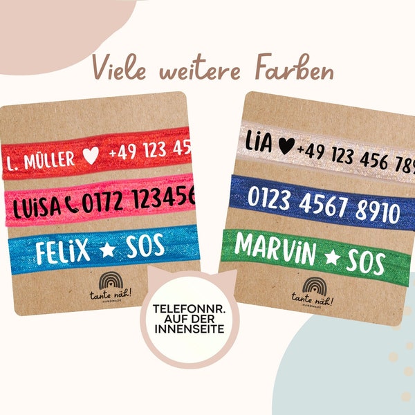 SOS Armband | Notfallarmband Kind | mit Namen und Telefonnummer | personalisiert