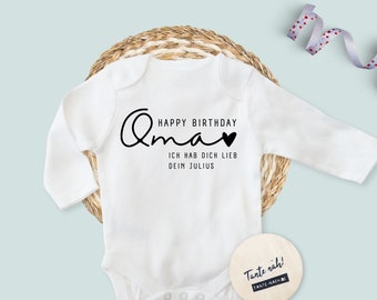 Personalisierter Baby Body Happy Birthday Oma - Süßes Geschenk zum Geburtstag der Oma!