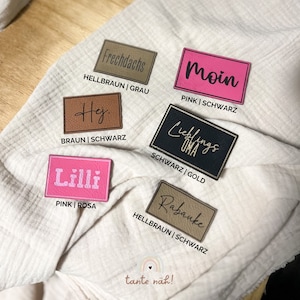 Label selbst gestalten Logo Label Labels zum nähen Kunstleder-Label personalisiert Leder Patch Handmade Label mit eigenem Namen Bild 8