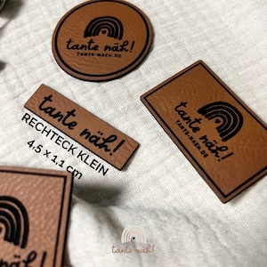 Label selbst gestalten Logo Label Labels zum nähen Kunstleder-Label personalisiert Leder Patch Handmade Label mit eigenem Namen RechteckKlein4,5x1,1