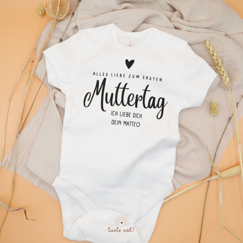 Baby Body erster Muttertag personalisiert mit Namen 0 18 Monate individuelle Anpassung möglich Geschenk für Mama 画像 3