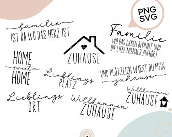 Plotterdatei Zuhause Familie | SVG | PNG | german | Haus | deutsch | Heimat | Willkommen | Hausbau