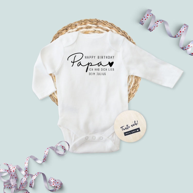 Personalisierter Baby Body Happy Birthday Papa Süßes Geschenk zum Geburtstag des Papas Bild 1