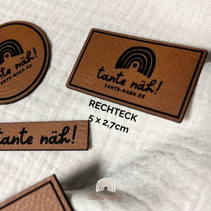 Label selbst gestalten Logo Label Labels zum nähen Kunstleder-Label personalisiert Leder Patch Handmade Label mit eigenem Namen Rechteck (5x2,7cm)