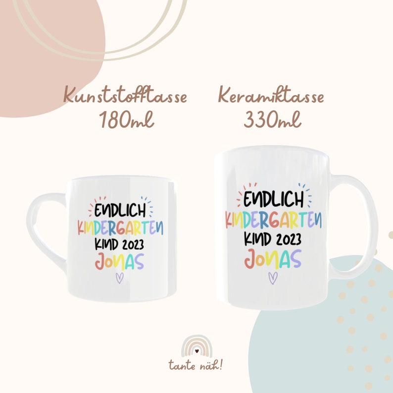 Tasse Kindergartenkind Personalisiert mit Namen Kindergarten individuelle Anpassung Keramik oder Kunststoff image 3