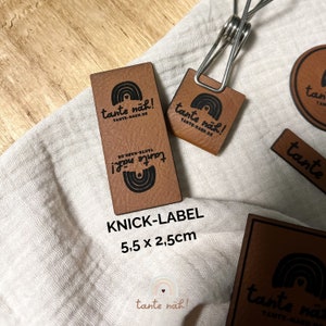 Label selbst gestalten Logo Label Labels zum nähen Kunstleder-Label personalisiert Leder Patch Handmade Label mit eigenem Namen Knick-Label(5,5x2,5)