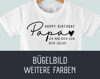 Schriftzug mit Name | Bügelbild für Textilien | personalisiert | Bügelbild Papa | Bügelbild Geburtstag | Bügelbild Happy Birthday