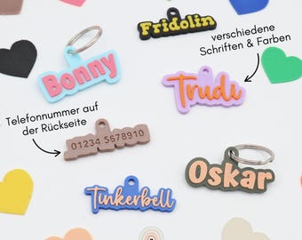 Hundemarke geräuschlos | Gravur | personalisiert Kunststoff | Telefonnummer | Name | leicht | wasserfest | klimperfrei