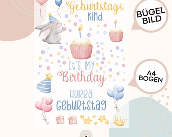 Bügelbild Geburtstag | Birthday Kuchen Muffin | Ballon | Konfetti | Party | zum Aufbügeln