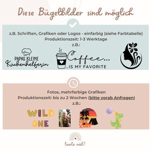 Schriftzug zum Aufbügeln Bügelbild für Textilien personalisiert Bügelbild Wunschname Name Bügelbild Wunschtext Bild 5