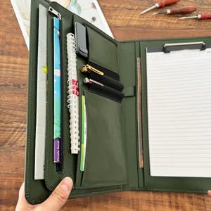 Porte-documents en cuir personnalisé, porte-documents a4 pour femme, classeur vert pour agenda, bloc-notes personnalisé porte-documents porte-documents