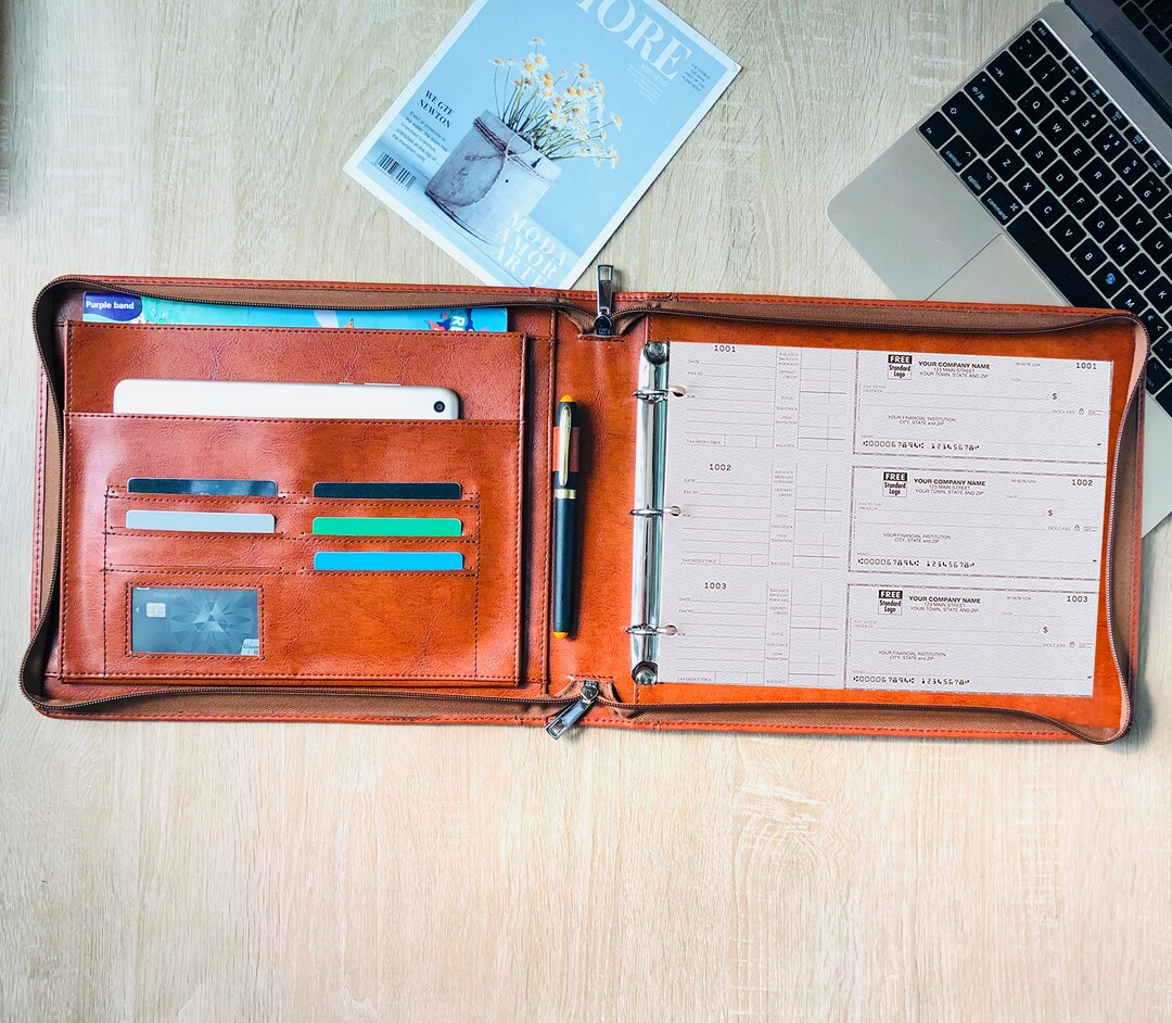 Personalized 3 Ring Check Binder Portfolio Vegan Leather Etsy