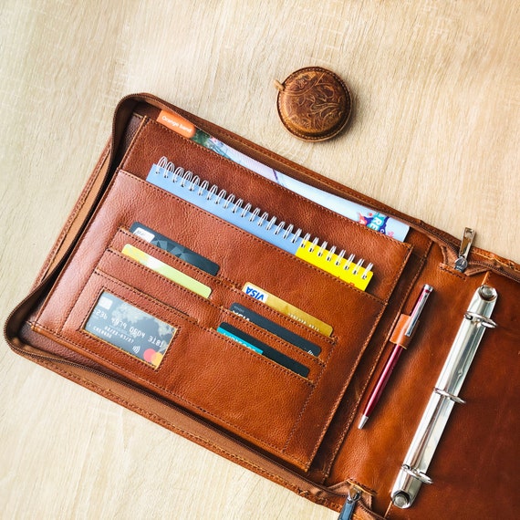 Carpeta De Chequera De 7 Anillas Business Check, Cartera De Cuero De Pu