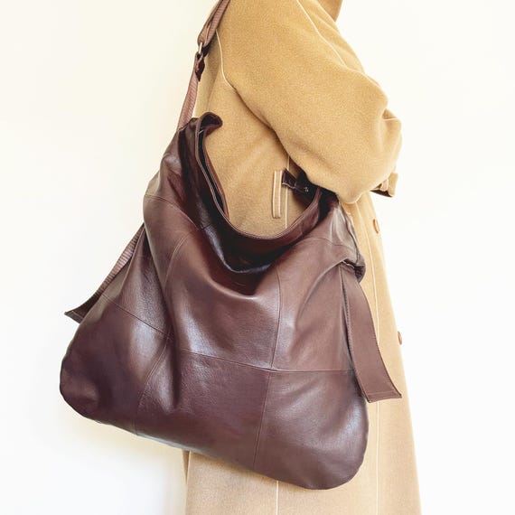 Oversized Leather Tote Bag Shoulder Messenger Sling Bag, Women Slouchy Bag Hobo Crossbody Travel Work Bag, Fit for 16" Laptop