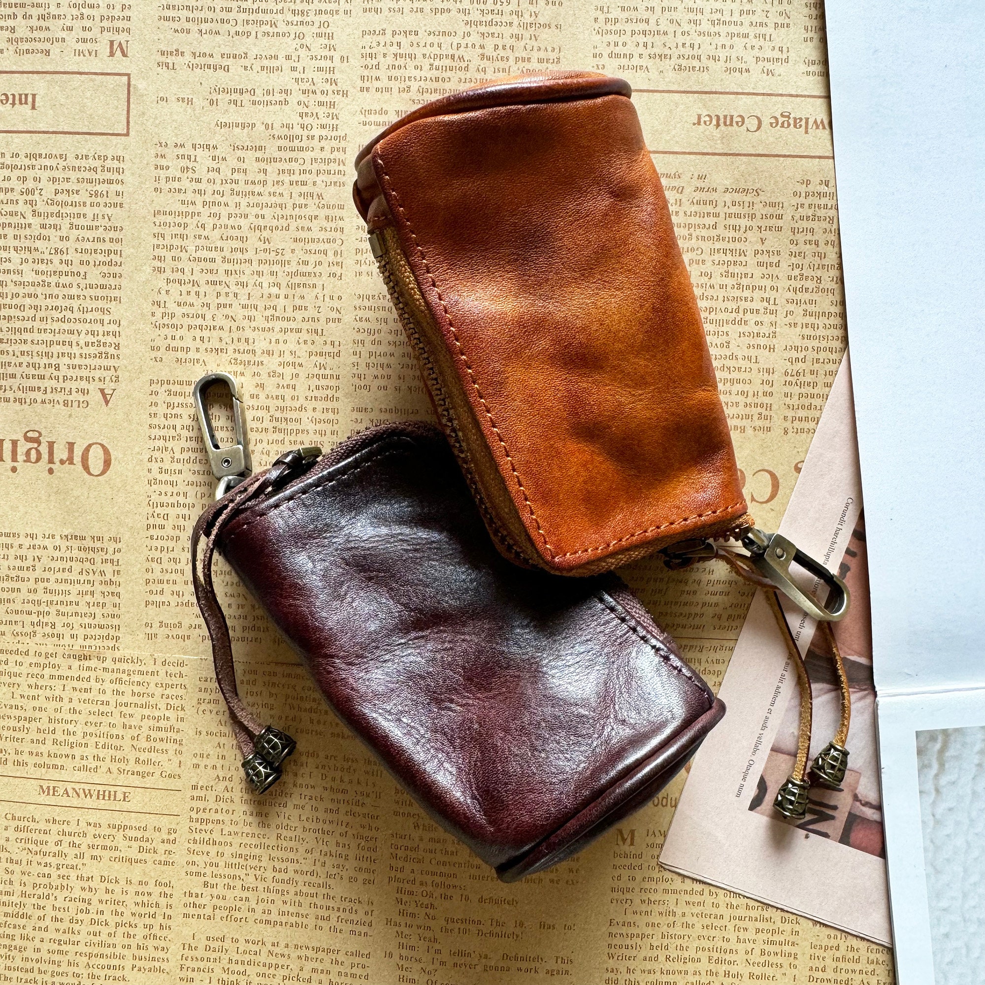 Handsewed Cowhide Vegetable Tanned Leather Retro Distressed