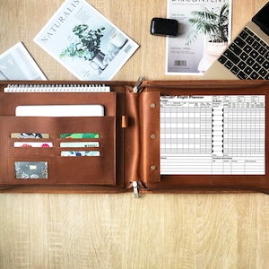 Personalized Pilots Log Book Binder Leather Custom, Perfect Gift for Pilots, Pilot Journal for Letter Size Paper, Pilot Logbook Portfolio