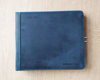 Personalized Pilots Log Book Binder, Custom Leather Binder for Pilots, Pilot Journal for Letter Size Paper, Pilot Logbook & Logo Portfolio