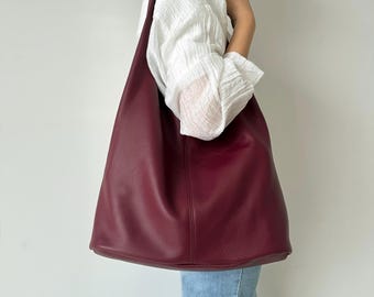 Soft Real Leather Tote Bag for Women, Women Shoulder Bag Slouchy Hobo Bag Handbag for Work Trip, Women Purse Wallet Birthday Gift for Her