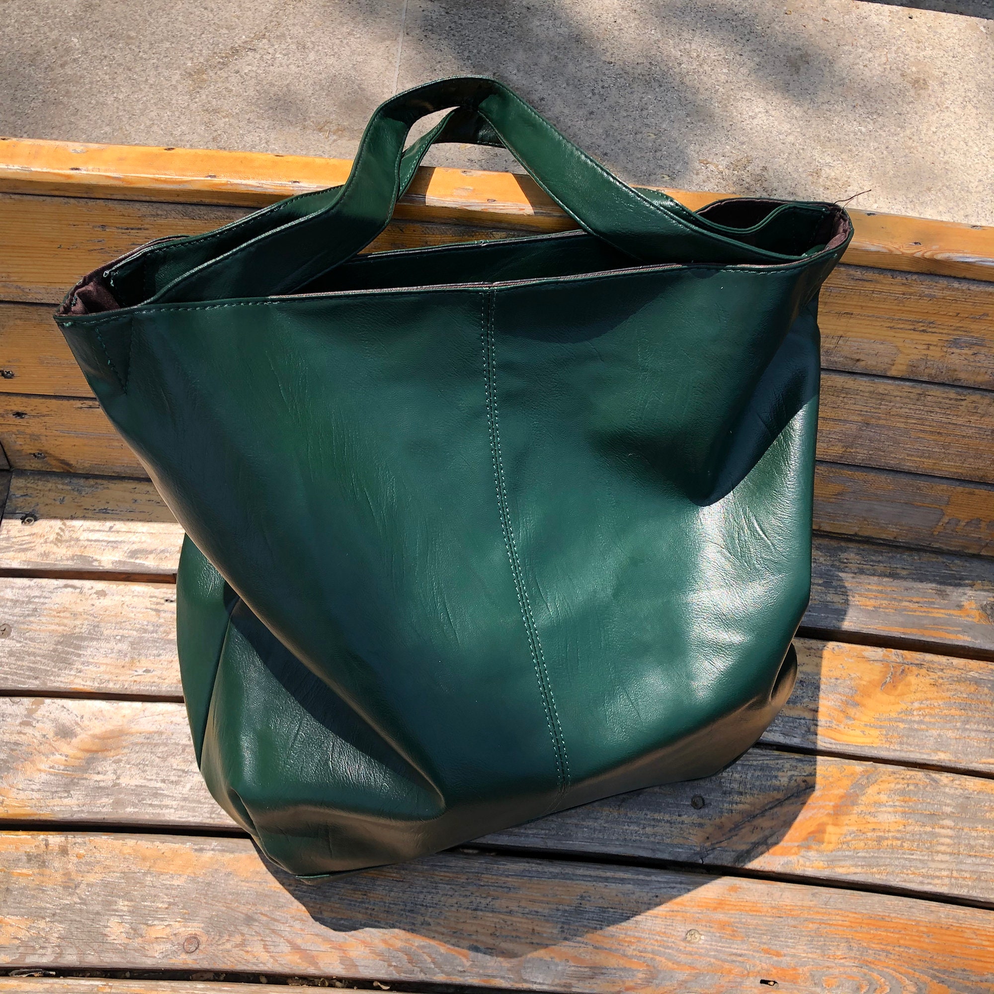 Flat Hobo Shoulder Bag In Braun