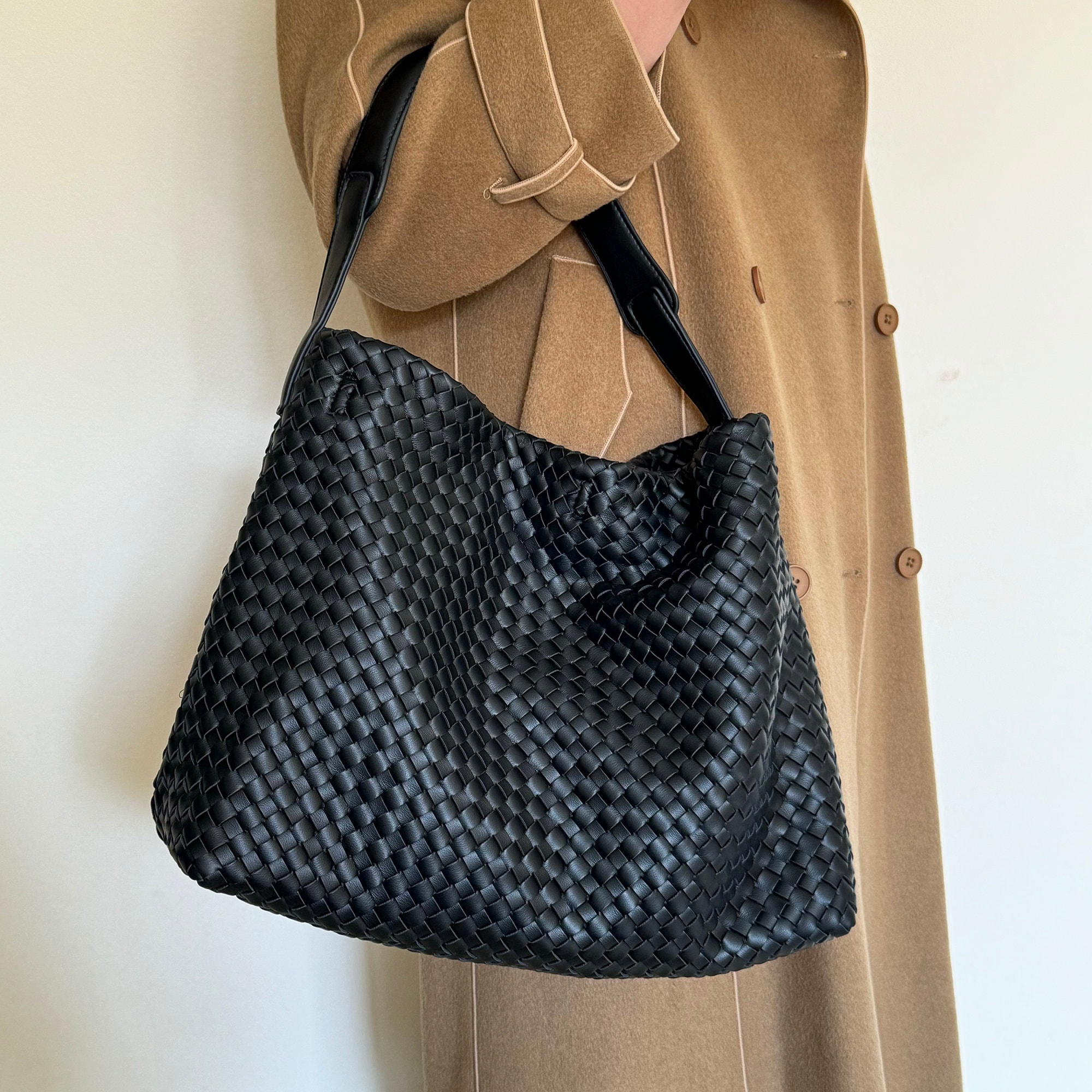 Hand Woven Bag, Vegan Leather Women Tote Bag, Shoulder Bag