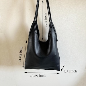Bolso tote de piel vegana suave para mujer, bolso de hombro, bolso hobo holgado para el trabajo, cartera mediana para regalo. imagen 6