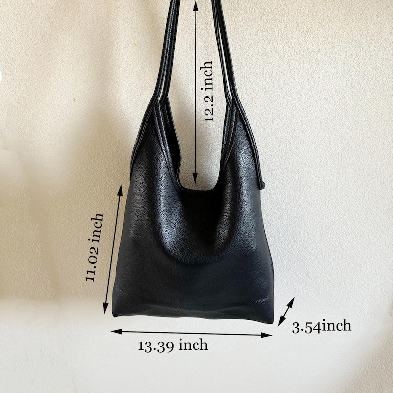 Bolso tote de piel vegana suave para mujer, bolso de hombro, bolso hobo holgado para el trabajo, cartera mediana para regalo. imagen 6