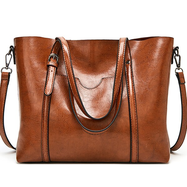 Vegan Leather Women Handbags Shoulder Bag, Large Capacity Leather Fashion Tote Bag, Women Travel Bag, Shopping Bag, Gift for Women Girl