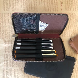 Personalized Leather Pen Case, Custom Pen Holder, Leather Pen Bag Men, Leather Pencil Pouch, Art Gift Pencil Storage, Birthday Gift for Him